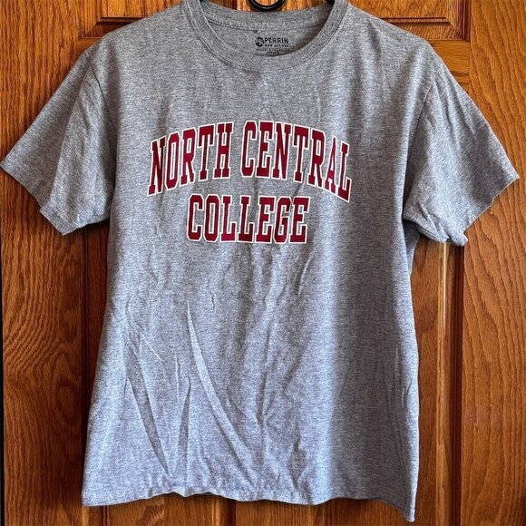 Perrin Tops - North Central College Graphic T-Shirt Gray Unisex XL School Spirit